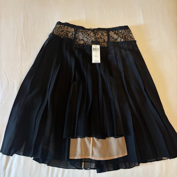 BCBGMAXAZRIA “Rakel” Black Pleated Lace Skirt | Size 2 | NWT - Picture 1 of 5